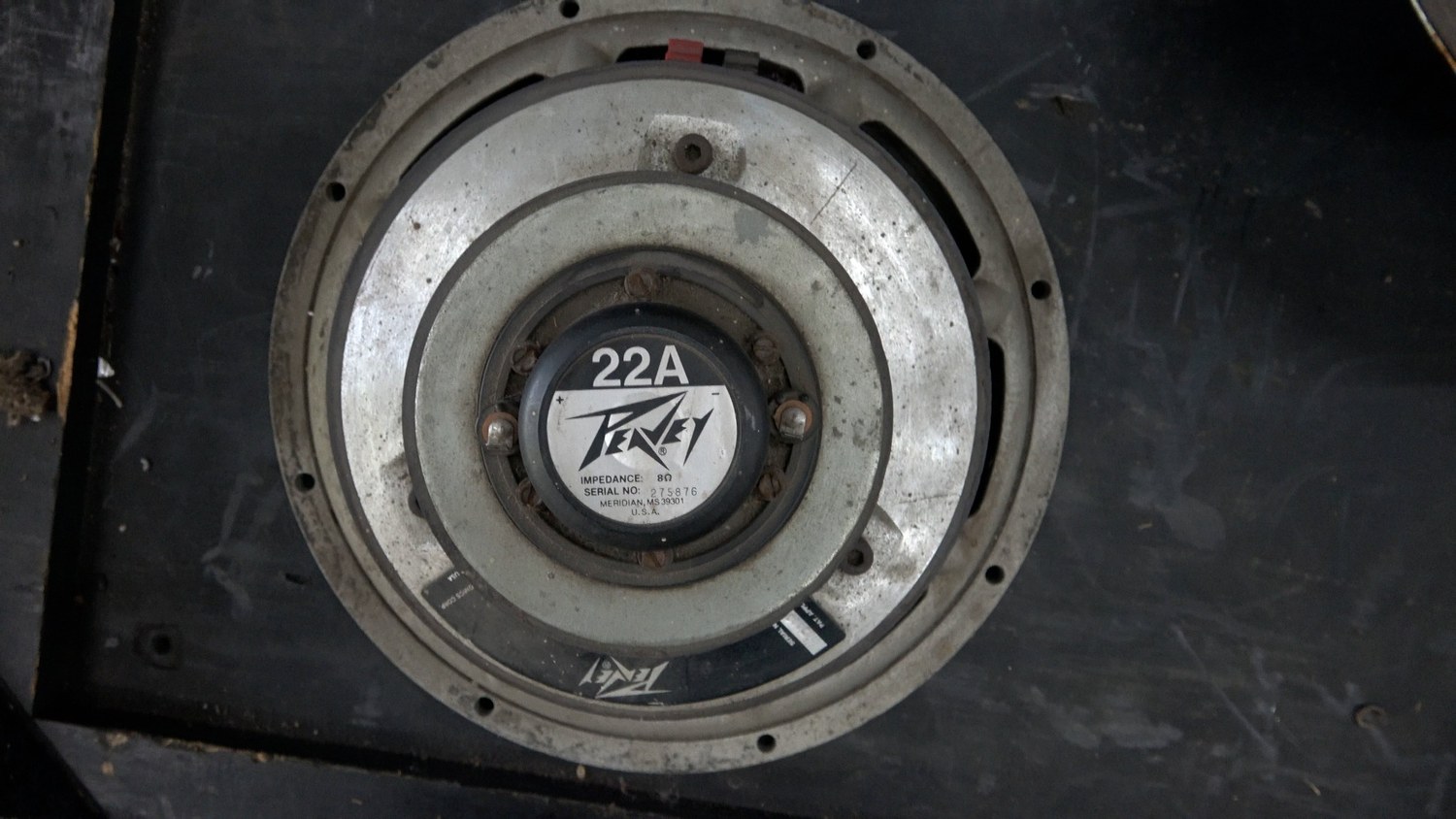 Rear view showing Peavey 22A HF driver